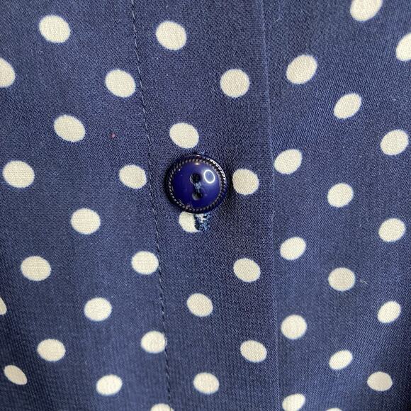 Susan Graver Women's Blue White Polka Dot Tie Hem Blouse Size 18W Coastal Preppy - Picture 8 of 11